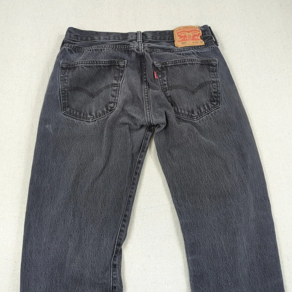Levis 501 Jeans Mens 33x32* Black Button Fly Western Classic American Distressed